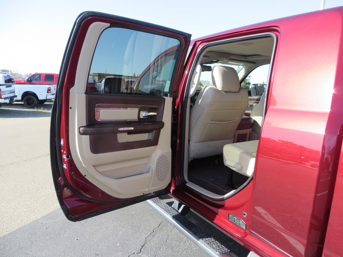 2017 MAROON /TAN RAM 3500 Laramie Mega Cab 4WD (3C63R3ML6HG) with an 6.7L V8 OHV 16V DIESEL engine, automatic transmission, located at 2630 Grass Valley Highway, Auburn, CA, 95603, (530) 508-5100, 38.937893, -121.095482 - Photo#35